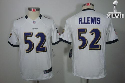 Kids Nike Baltimore Ravens 52 Ray Lewis Limited White 2013 Super Bowl NFL Jersey Cheap