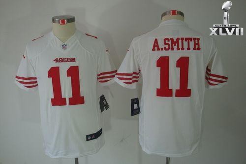 Kids Nike San Francisco 49ers 11 Alex Smith Limited White 2013 Super Bowl NFL Jersey Cheap