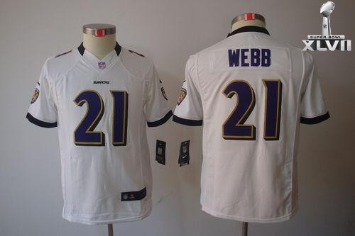 Kids Nike Baltimore Ravens 21 Lardarius Webb Limited White 2013 Super Bowl NFL Jersey Cheap