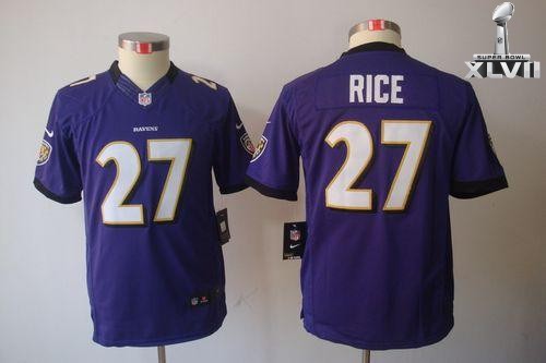 Kids Nike Baltimore Ravens 27 Ray Rice Limited Purple 2013 Super Bowl NFL Jersey Cheap