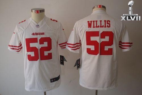 Kids Nike San Francisco 49ers 52 Patrick Willis Limited White 2013 Super Bowl NFL Jersey Cheap