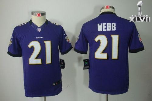Kids Nike Baltimore Ravens 21 Lardarius Webb Limited Purple 2013 Super Bowl NFL Jersey Cheap