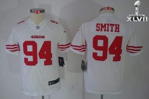 Kids Nike San Francisco 49ers 94 Justin Smith Limited White 2013 Super Bowl NFL Jersey Cheap
