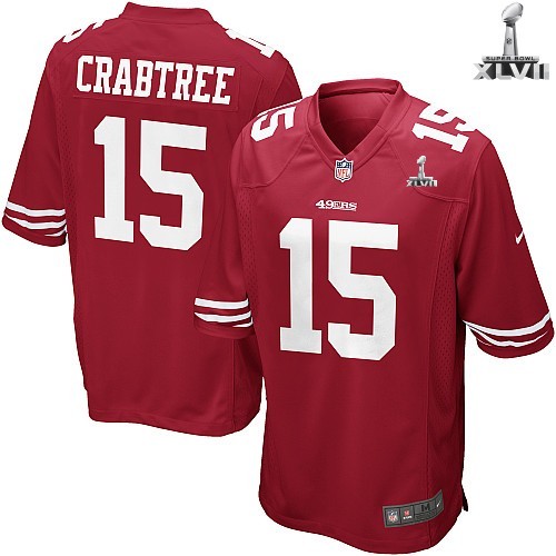 Kids Nike San Francisco 49ers 15 Michael Crabtree Red 2013 Super Bowl NFL Jersey Cheap