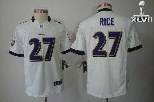 Kids Nike Baltimore Ravens 27 Ray Rice Limited White 2013 Super Bowl NFL Jersey Cheap