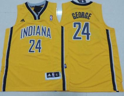 Kids Indiana Pacers 24 Paul George Yellow Revolution 30 Swingman NBA Jerseys Cheap