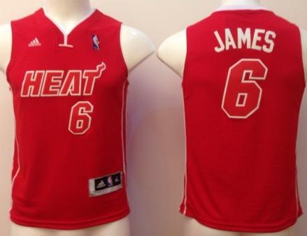 Kids Miami Heat 6 LeBron James Full Red Revolution 30 Swingman Jerseys Cheap