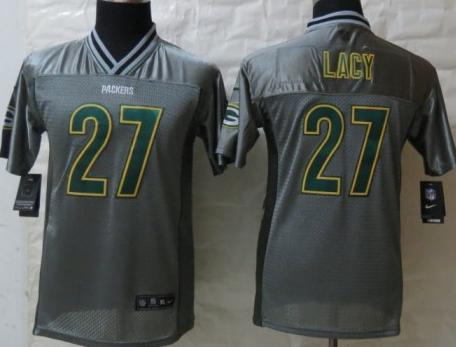 Kids Nike Green Bay Packers 27 Eddie Lacy Elite Grey Vapor NFL Jerseys Cheap