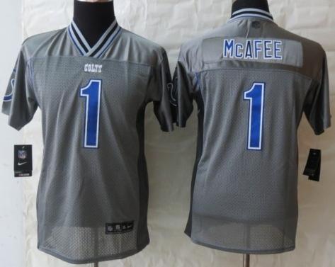 Kids Nike Indianapolis Colts 1 Pat McAfee Grey Vapor Elite Jerseys Cheap