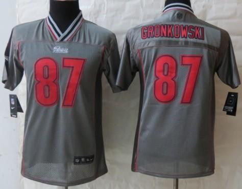 Kids Nike New England Patriots 87 Rob Gronkowski Grey Vapor Elite NFL Jerseys Cheap