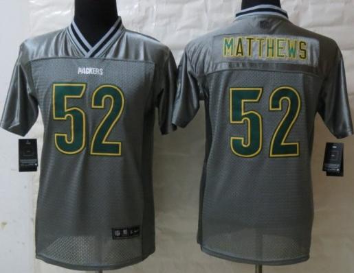 Kids Nike Green Bay Packers 52 Clay Matthews Grey Vapor Elite NFL Jerseys Cheap