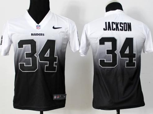 Kids Nike Oakland Raiders 34 Jackson Black White Drift Fashion II Elite NFL Jerseys Cheap