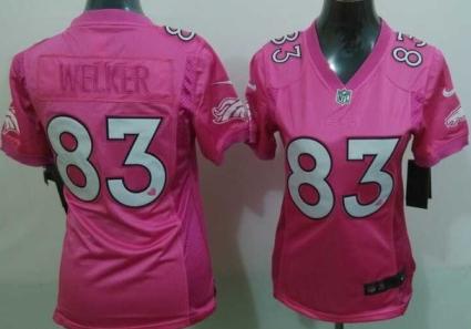Cheap Women Nike Denver Broncos 83 Wes Welker Pink Love NFL Jerseys