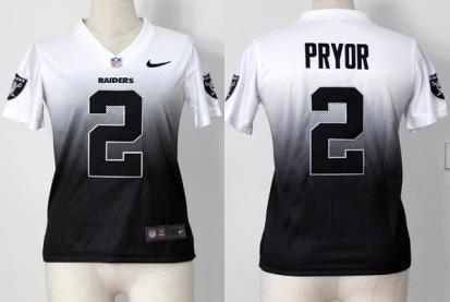 Cheap Women Nike Oakland Raiders 2 Terrelle Pryor Black White Drift Fashion II Elite NFL Jerseys