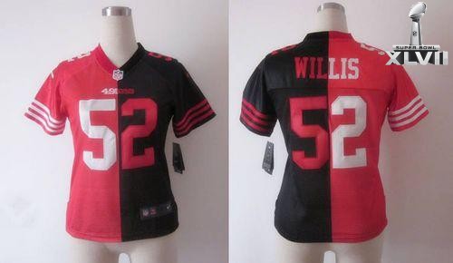 Cheap Women Nike San Francisco 49ers 52 Patrick Willis Black Red Two Tone 2013 Super Bowl NFL Jersey