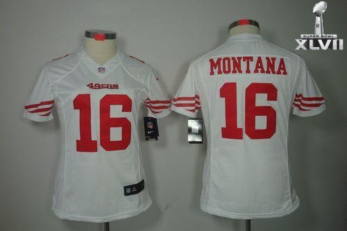 Cheap Women Nike San Francisco 49ers 16 Joe Montana Limited White 2013 Super Bowl NFL Jersey