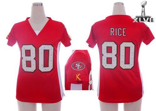Cheap Women Nike San Francisco 49ers 80 Jerry Rice Red Draft Him Ii Top 2013 Super Bowl NFL Jersey