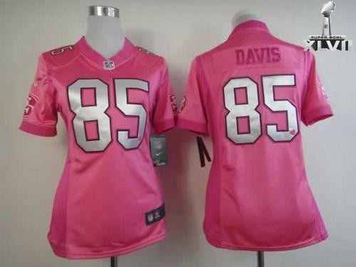 Cheap Women Nike San Francisco 49ers 85 Vernon Davis Pink Be Luv D Fashion 2013 Super Bowl NFL Jersey