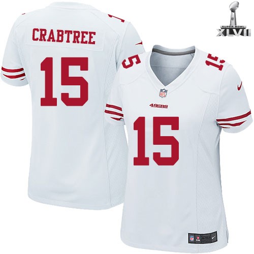 Cheap Women Nike San Francisco 49ers 15 Michael Crabtree White 2013 Super Bowl NFL Jersey