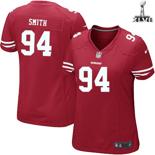 Cheap Women Nike San Francisco 49ers 94 Justin Smith Red 2013 Super Bowl NFL Jersey