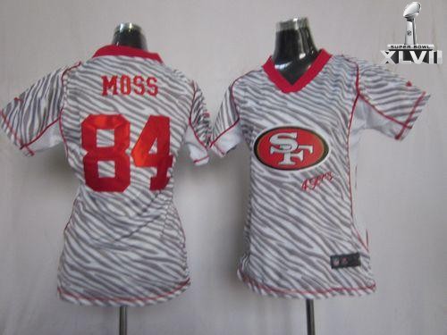 Cheap Women Nike San Francisco 49ers 84 Randy Moss Zebra 2013 Super Bowl NFL Jersey