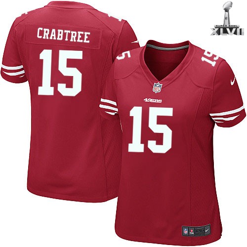 Cheap Women Nike San Francisco 49ers 15 Michael Crabtree Red 2013 Super Bowl NFL Jersey