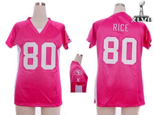 Cheap Women Nike San Francisco 49ers 80 Jerry Rice Pink Draft Him Ii Top 2013 Super Bowl NFL Jersey