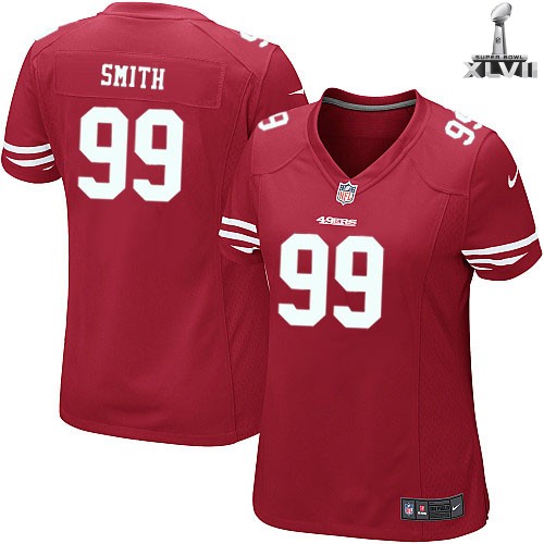 Cheap Women Nike San Francisco 49ers 99 Aldon Smith Red 2013 Super Bowl NFL Jersey