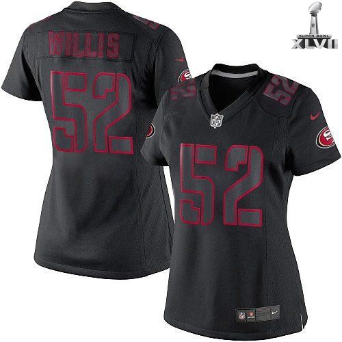 Cheap Women Nike San Francisco 49ers 52 Patrick Willis Black Impact 2013 Super Bowl NFL Jersey