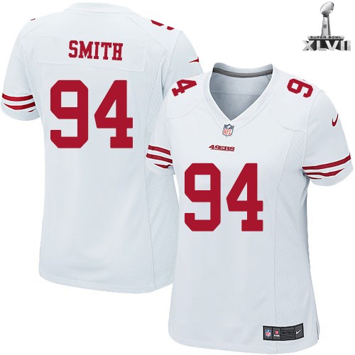 Cheap Women Nike San Francisco 49ers 94 Justin Smith White 2013 Super Bowl NFL Jersey