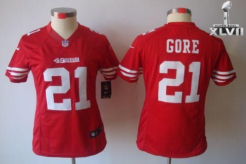 Cheap Women Nike San Francisco 49ers 21 Frank Gore Limited Red 2013 Super Bowl NFL Jersey