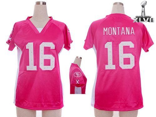 Cheap Women Nike San Francisco 49ers 16 Joe Montana Pink Draft Him Ii Top 2013 Super Bowl NFL Jersey