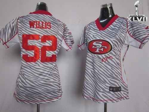 Cheap Women Nike San Francisco 49ers 52 Patrick Willis Zebra 2013 Super Bowl NFL Jersey