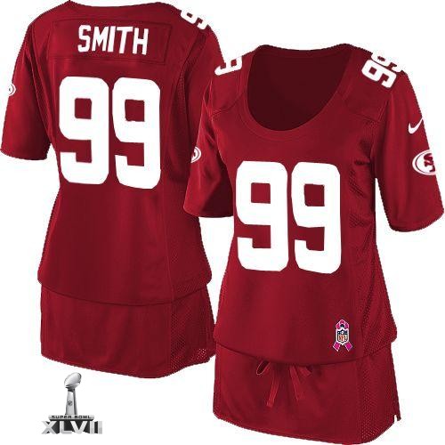 Cheap Women Nike San Francisco 49ers 99 Aldon Smith Red Breast Cancer Awareness Womens 2013 Super Bowl NFL Jersey
