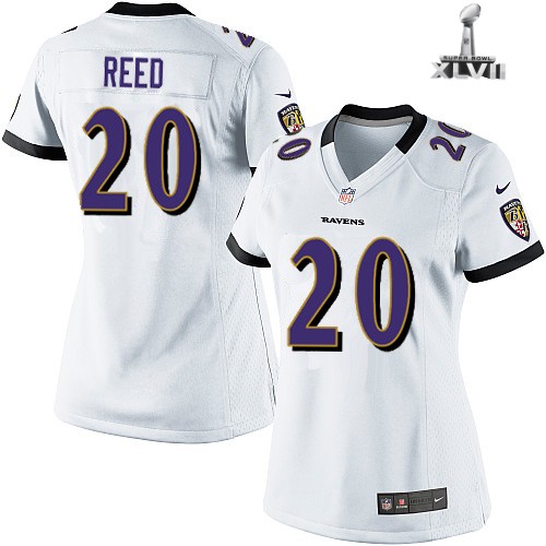 Cheap Women Nike Baltimore Ravens 20 Ed Reed White 2013 Super Bowl NFL Jersey