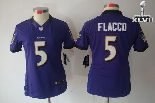Cheap Women Nike Baltimore Ravens 5 Joe Flacco Limited Purple 2013 Super Bowl NFL Jersey