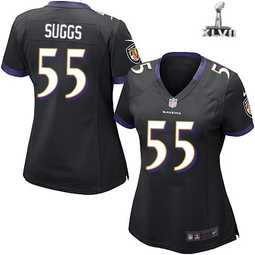 Cheap Women Nike Baltimore Ravens 55 Terrell Suggs Black 2013 Super Bowl NFL Jersey