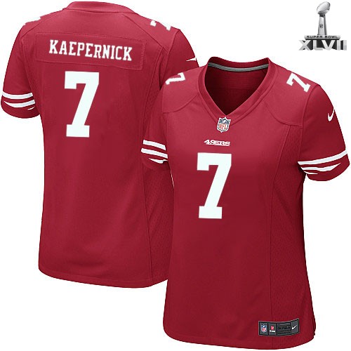 Cheap Women Nike San Francisco 49ers 7 Colin Kaepernick Red 2013 Super Bowl NFL Jersey