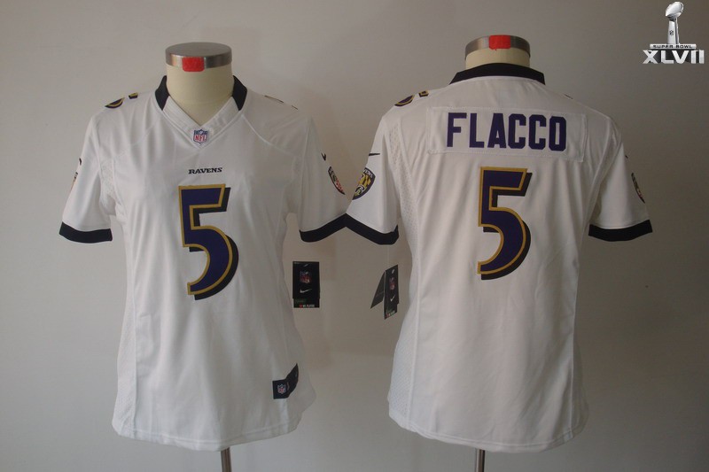 Cheap Women Nike Baltimore Ravens 5 Joe Flacco Limited White 2013 Super Bowl NFL Jersey