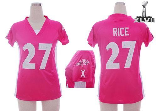 Cheap Women Nike Baltimore Ravens 27 Ray Rice Pink Draft Him Ii Top 2013 Super Bowl NFL Jersey