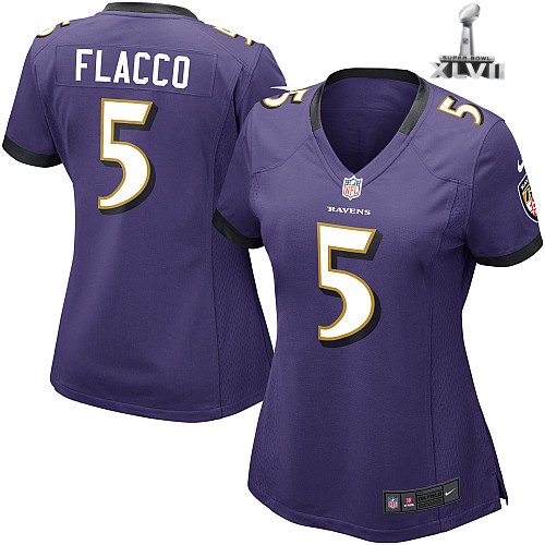 Cheap Women Nike Baltimore Ravens 5 Joe Flacco Purple 2013 Super Bowl NFL Jersey