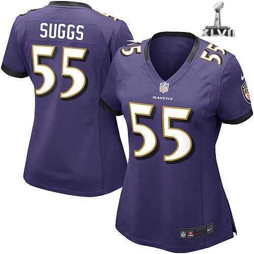 Cheap Women Nike Baltimore Ravens 55 Terrell Suggs Purple 2013 Super Bowl NFL Jersey
