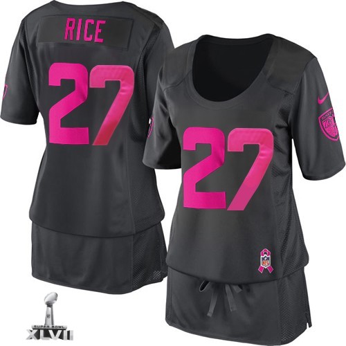 Cheap Women Nike Baltimore Ravens 27 Ray Rice Dark Grey Breast Cancer Awareness 2013 Super Bowl NFL Jersey