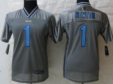 Kids Nike Carolina Panthers 1 Cam Newton Grey Vapor Elite NFL Jerseys Cheap