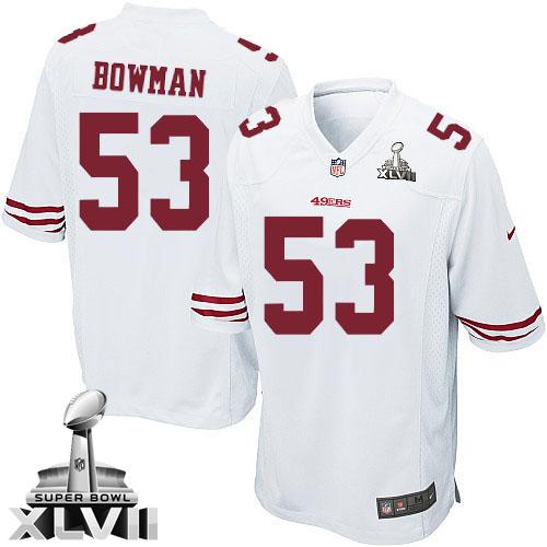 Kids Nike San Francisco 49ers #53 NaVorro Bowman Limited White Super Bowl XLVII NFL Jersey Cheap