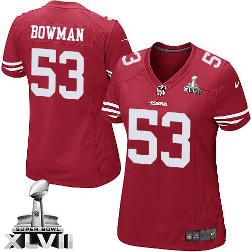 Cheap Women Nike San Francisco 49ers #53 NaVorro Bowman Limited Red Super Bowl XLVII NFL Jersey