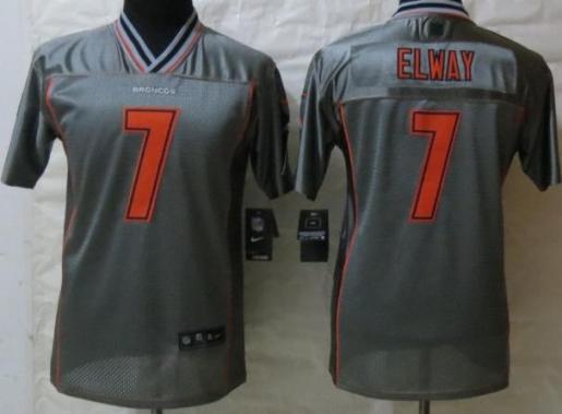 Kids Nike Denver Broncos 7 John Elway Elite Grey Vapor NFL Jerseys Cheap
