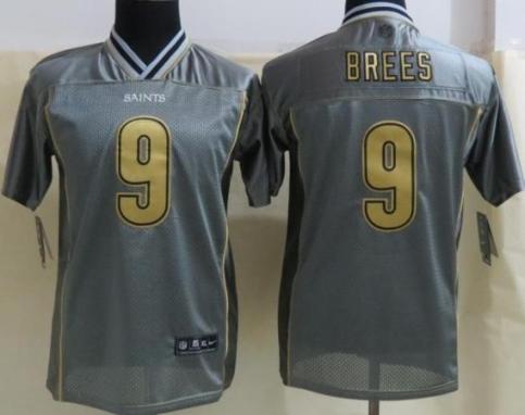 Kids Nike New Orleans Saints 9 Drew Brees Grey Vapor Elite Jersey Cheap
