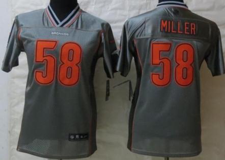 Kids Nike Denver Broncos 58 Von Miller Elite Grey Vapor NFL Jerseys Cheap