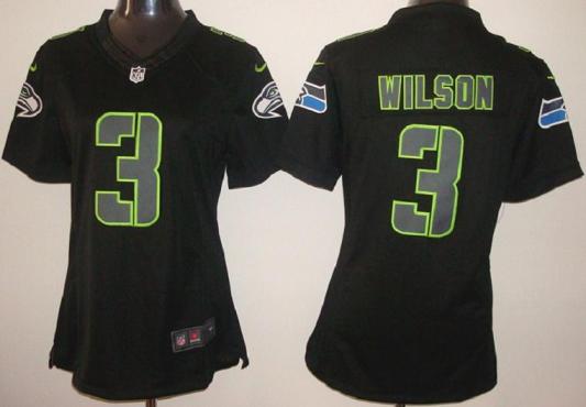Cheap Women Nike Seattle Seahawks 3 Russell Wilson Black Impact Limited NFL Jerseys